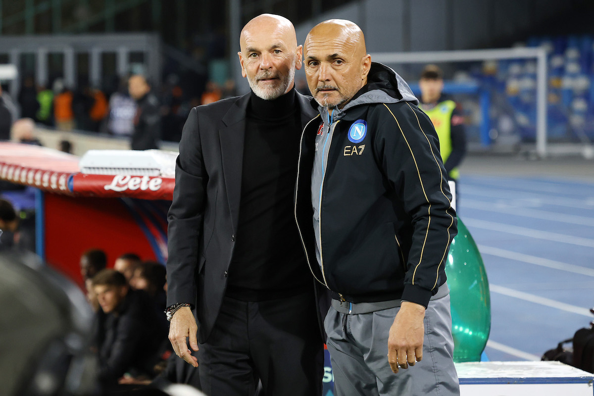 Stefano Pioli AC Milan head coach greets Luciano Spalletti SSC Napoli