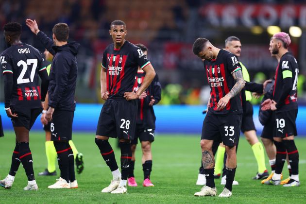 Malick Thiaw looks dejected with teammates