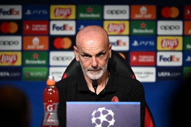 AC Milan's Italian coach Stefano Pioli gives a press conference