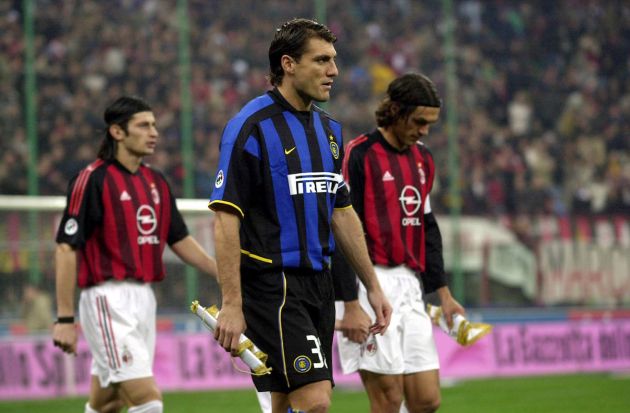 Team Captains, Vieri of Inter Milan and Maldini of AC Milan