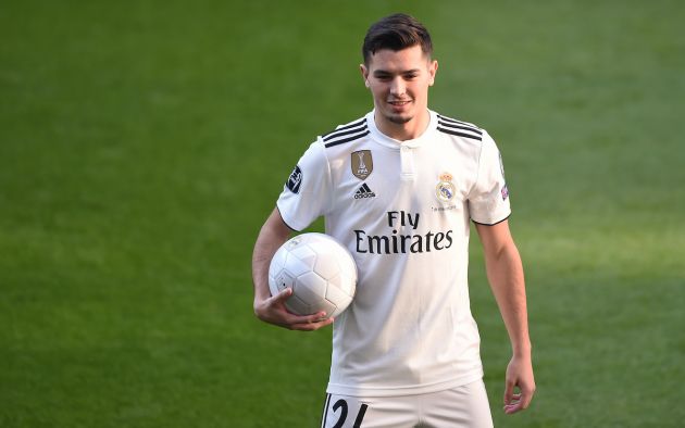 Brahim Diaz is presented to members of the press after signing for Real Madrid