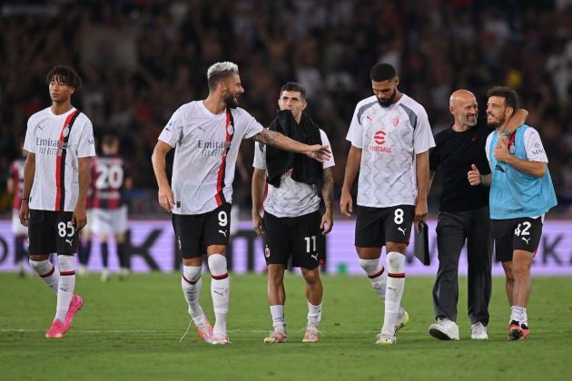 Olivier Giroud of AC Milan and Christian Pulisic of AC Milan