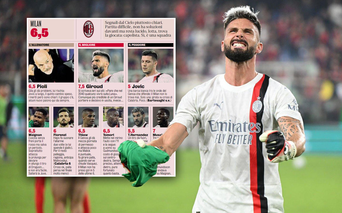 Giroud perde pênalti, mas garante classificação do Milan sobre o