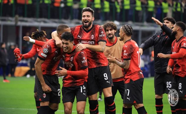 Giroud, Reijnders and Thiaw celebrate with teammates