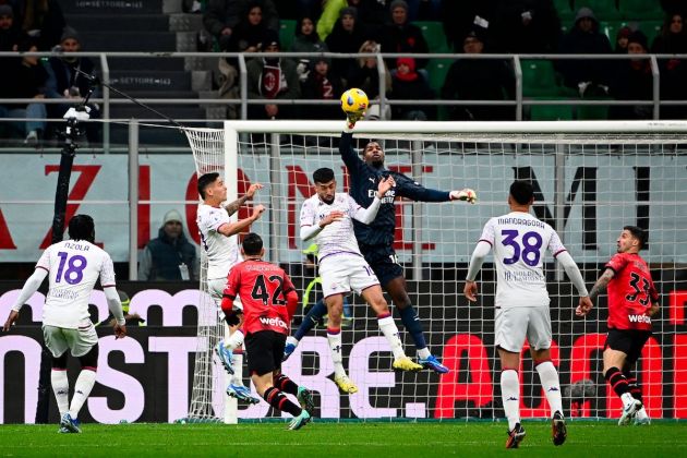 AC Milan's French goalkeeper #16 Mike Maignan