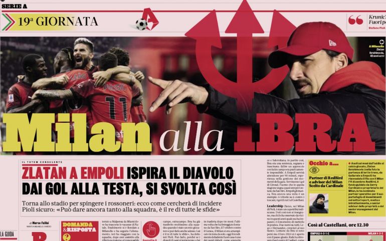 GdS: 'Milan alla Ibra' - Zlatan hopes to inspire Pioli's troops in Empoli