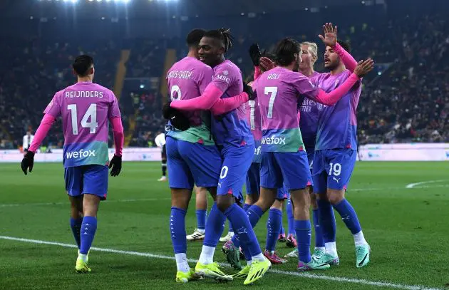 Milan players celebrate vs. Udinese