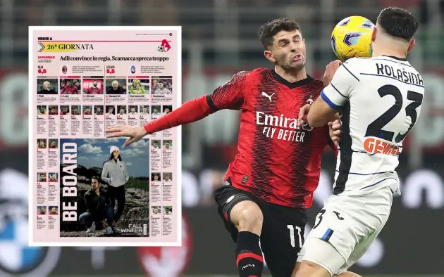 gazzetta ratings milan atalanta