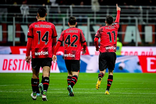 AC Milan's American forward #11 Christian Pulisic celebrates