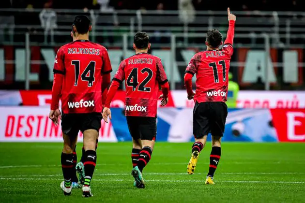 AC Milan's American forward #11 Christian Pulisic celebrates