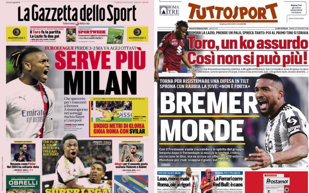 front pages rennes milan