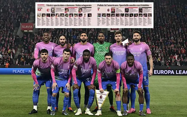 gazzetta ratings slavia milan