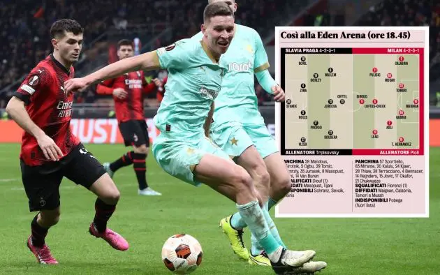 AC Milan Slavia Praha gazzetta xis