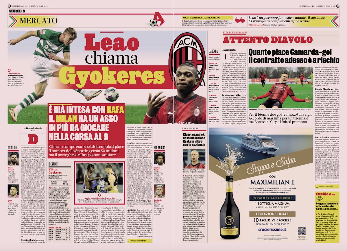 gyokeres gazzetta dello sport 25 march gyokeres gazzetta dello sport 25 march
