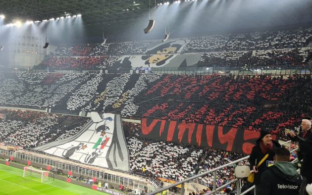 Photo: Curva Sud reveal tifo mocking Inter before the derby