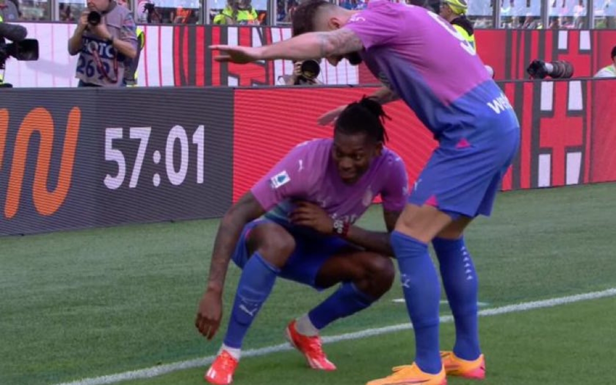 Leao celebrates goal