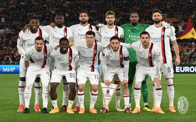 AC Milan players pre-Roma