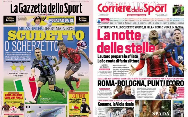 front pages italy 22 april
