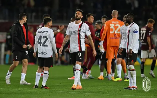 Milan players post Torino