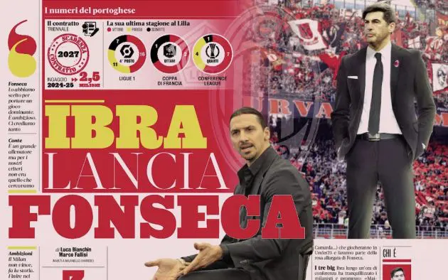 gazzetta ibrahimovic launches fonseca