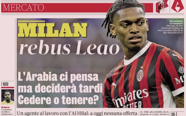 gazzetta milan rebus leao