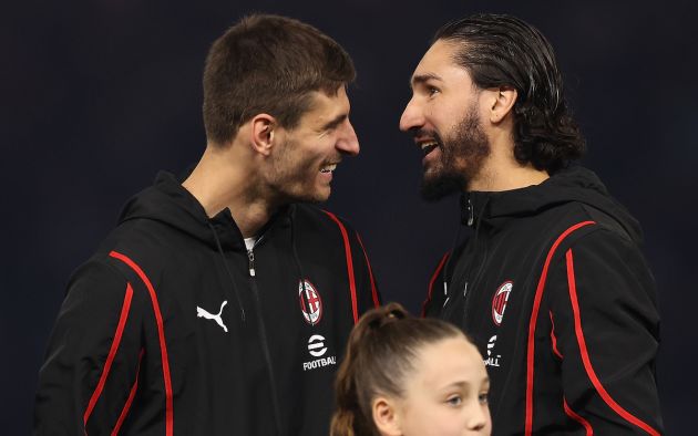 Matteo Gabbia and Yacine Adli of AC Milan