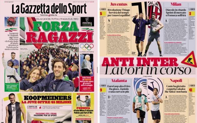 Gazzetta headlines new July 27 2024