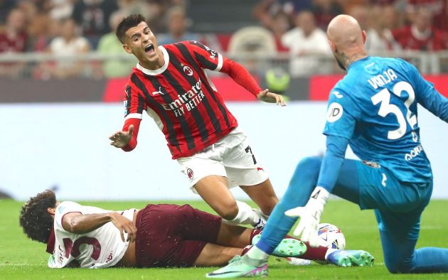 Alvaro Morata (C) of AC Milan