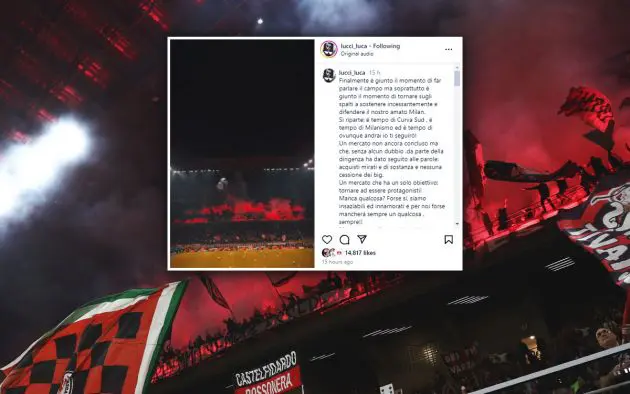 Curva Sud message Milan-Torino