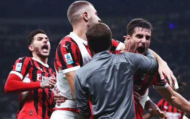 Milan celebrate 2-1 Gabbia