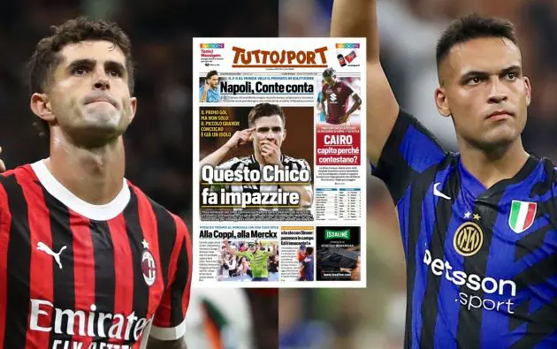 Christian Pulisic of AC Milan inter lautaro