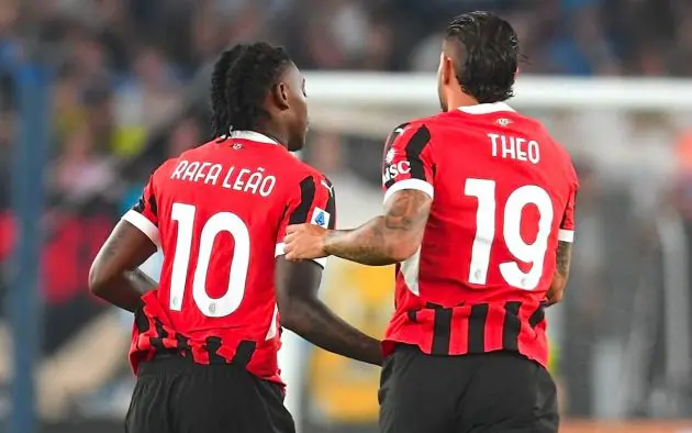 Rafael Leao of AC Milan celebrates with Theo Hernandez