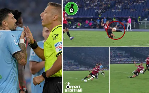 Mattia Zaccagni of SS Lazio and the referee Davide Massa