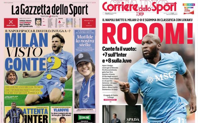 front pages italy 30 october milan napoli