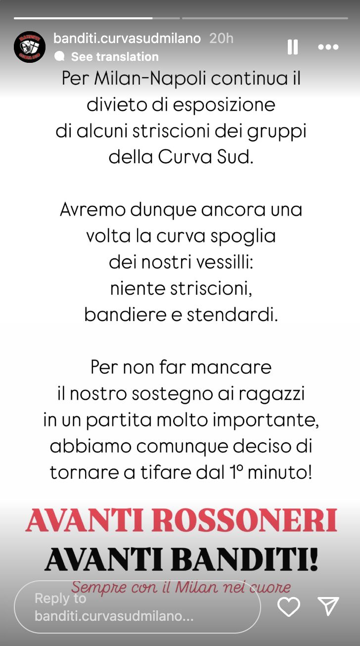 curva sud statement napoli