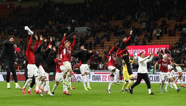 AC Milan players celebrate Udinese win