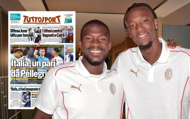 Tammy Abraham and Fikayo Tomori of AC Milan