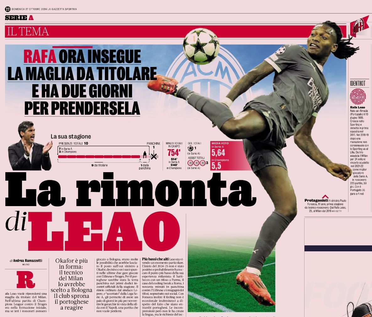 Leao comeback gazzetta