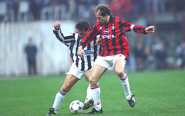 Franco Baresi (right) of AC Milan