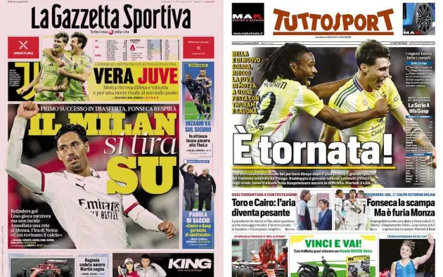 front pages 3 november monza milan