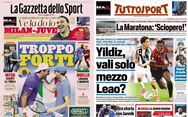 front pages italy 22 november