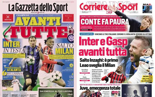 front pages milan slovan