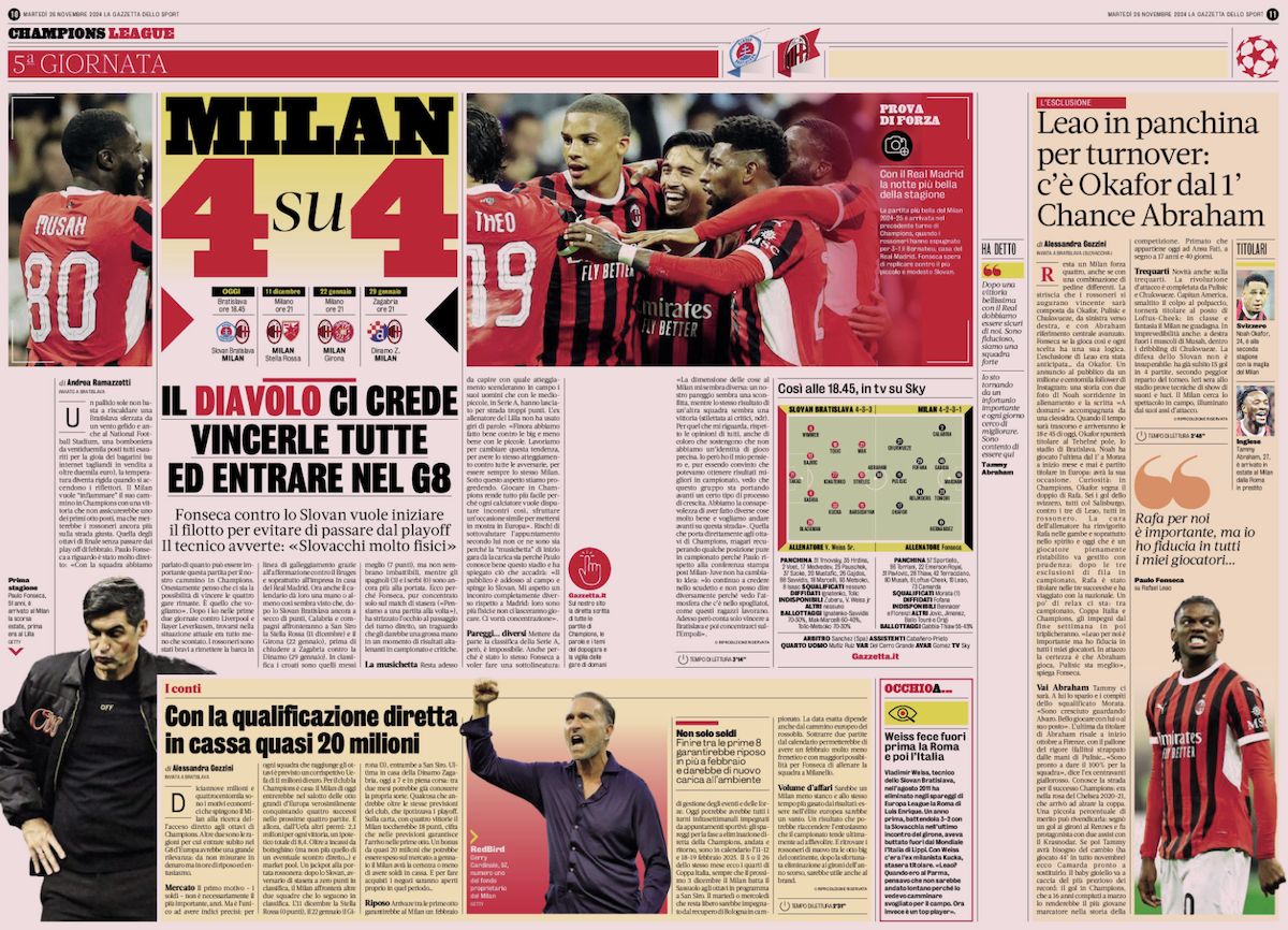 gazzetta dello sport 26 november