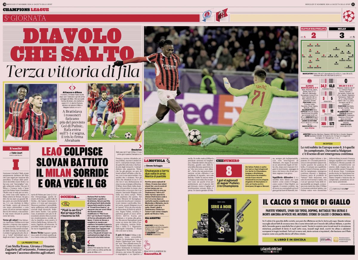 gazzetta dello sport 27 november