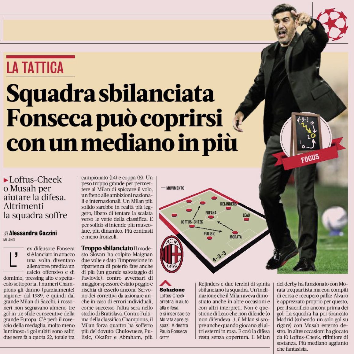 gazzetta dello sport 4-3-3