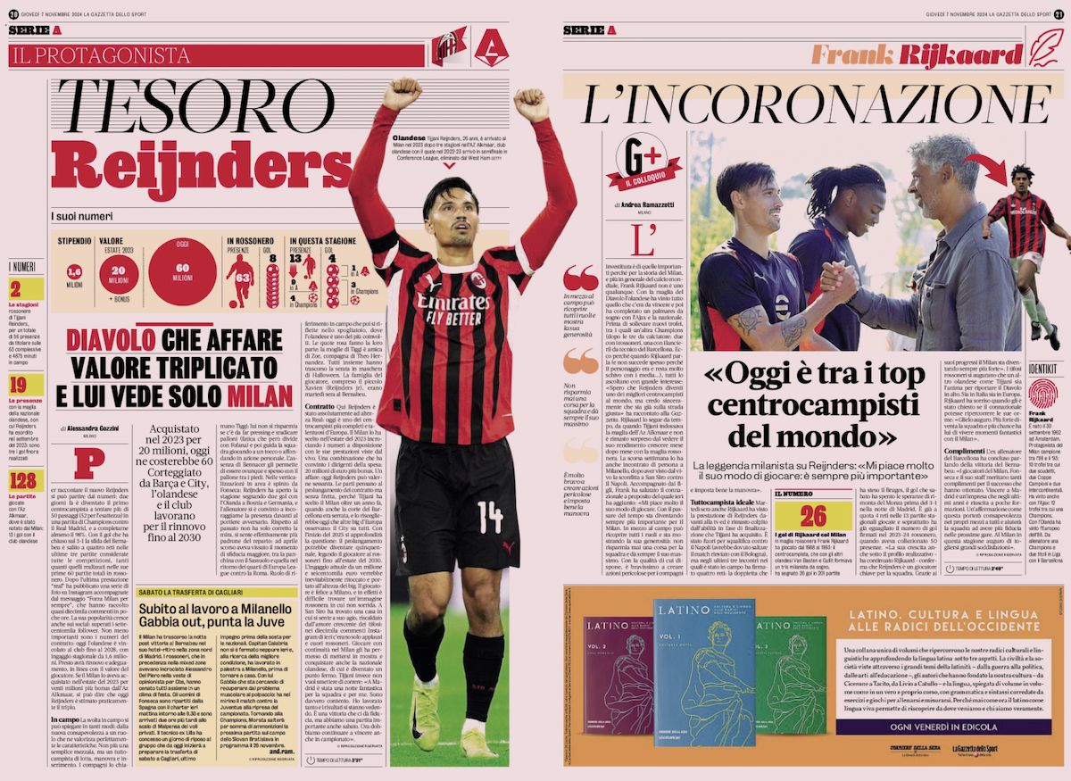 gazzetta dello sport 7 november reijnders