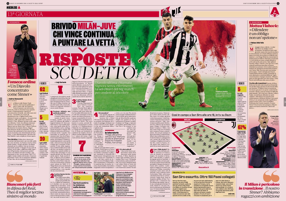 Gazzetta Milan-Juve 6 reasons