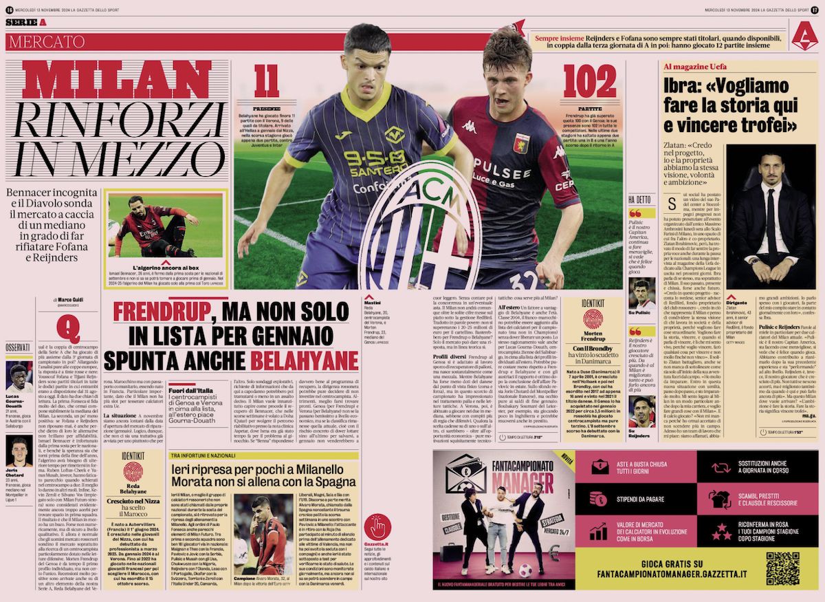 la gazzetta dello sport 13 november