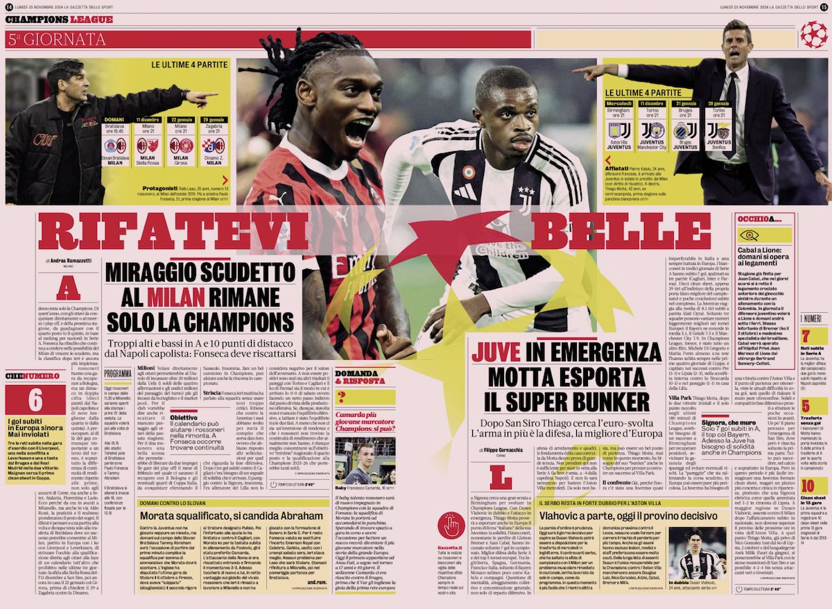 la gazzetta dello sport 25 november