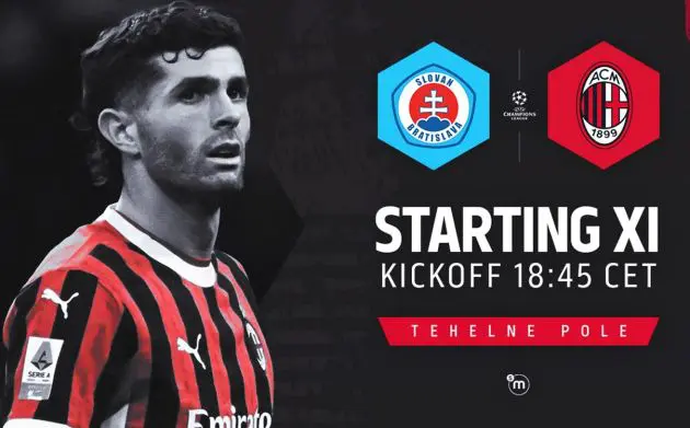 official starting xis milan slovan bratislava